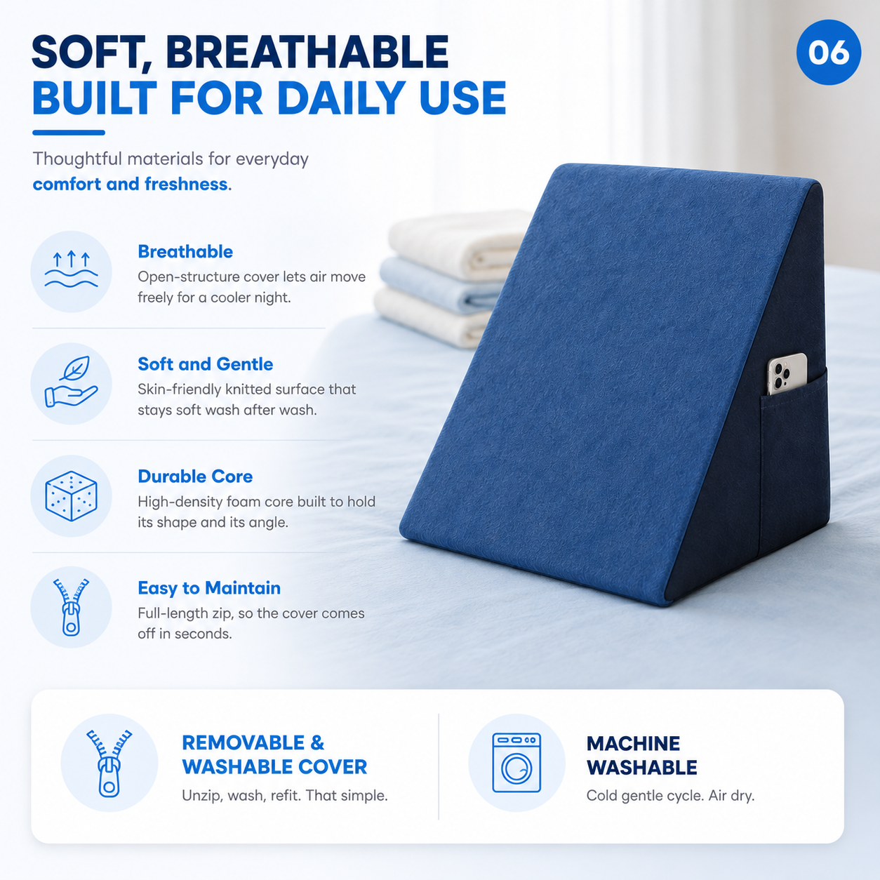 Mattressoo® Elevate Wedge Pillow | Memory Foam Wedge Support