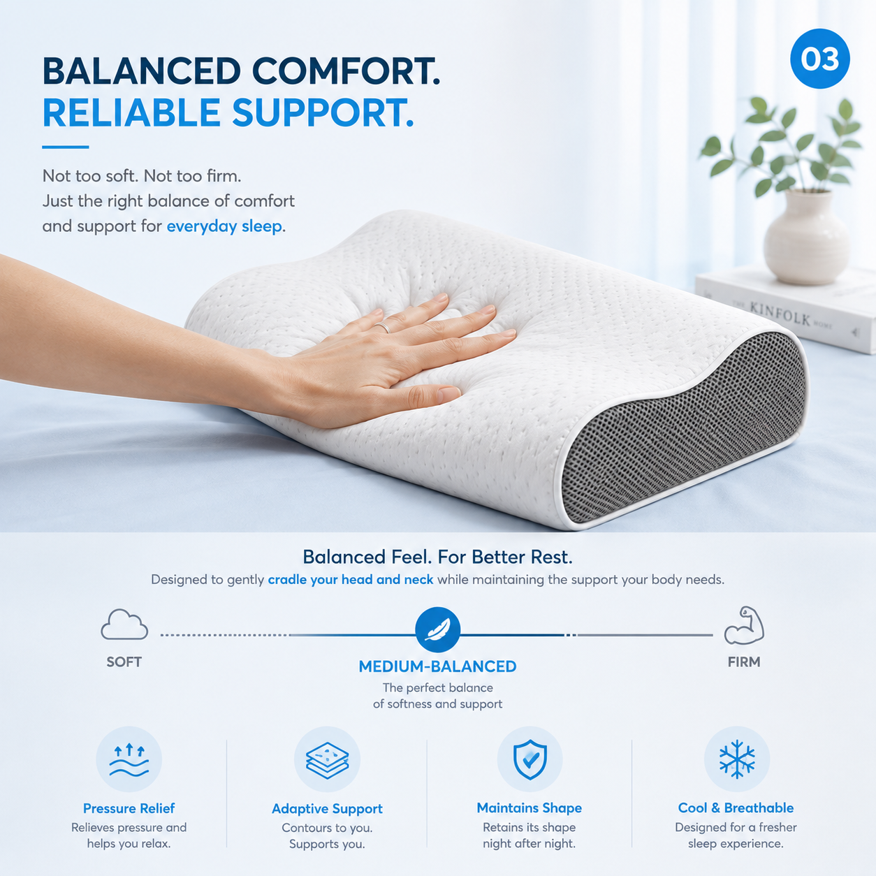 Mattressoo® Moon Curve Pillow | Contour Memory Foam Pillow
