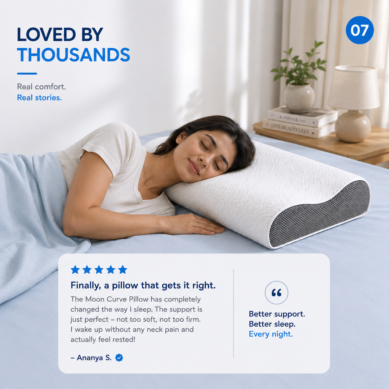 Mattressoo® Moon Curve Pillow | Contour Memory Foam Pillow