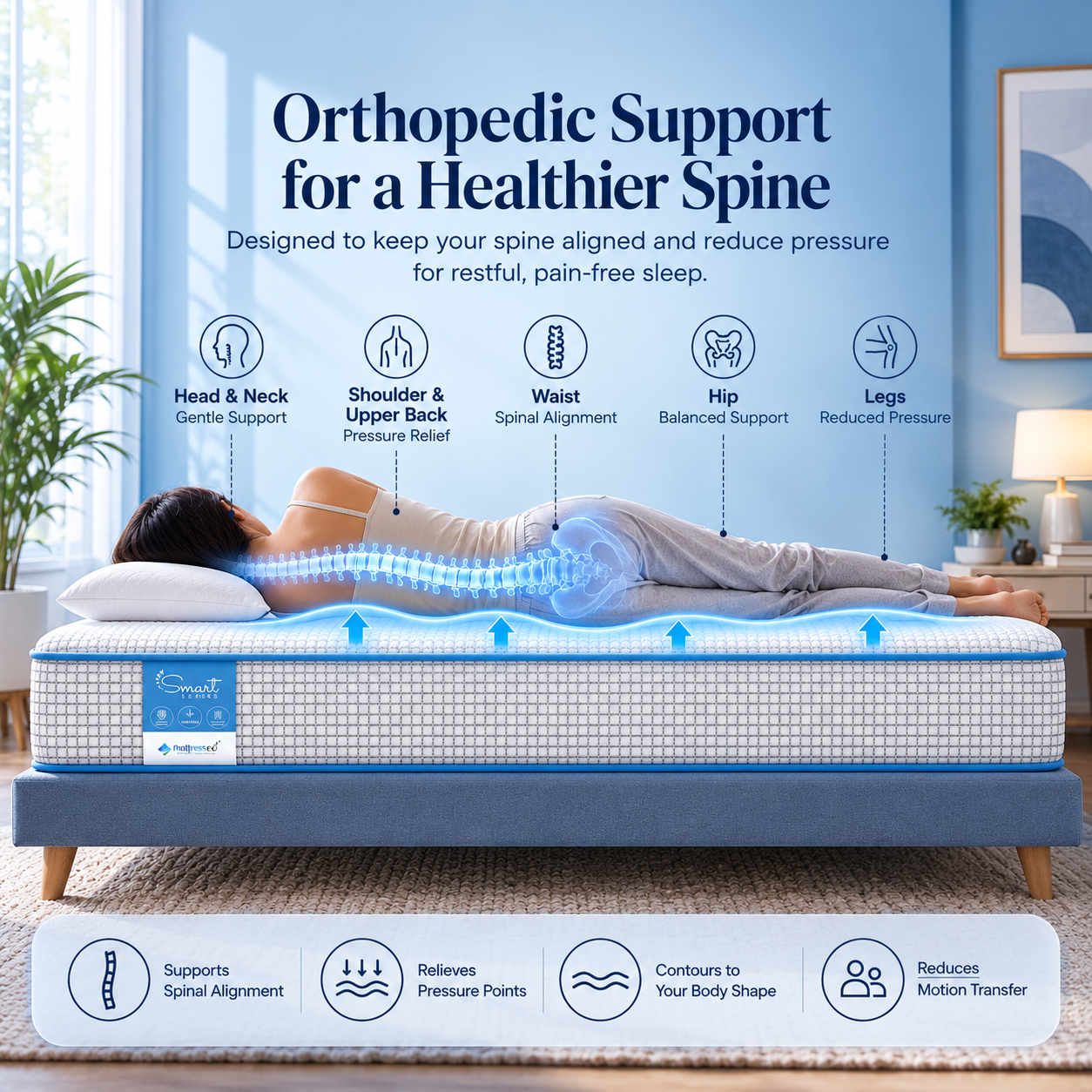 TrueOrtho® Smart Series Orthopedic Mattress | Medium-Firm Memory Foam – Mattressoo