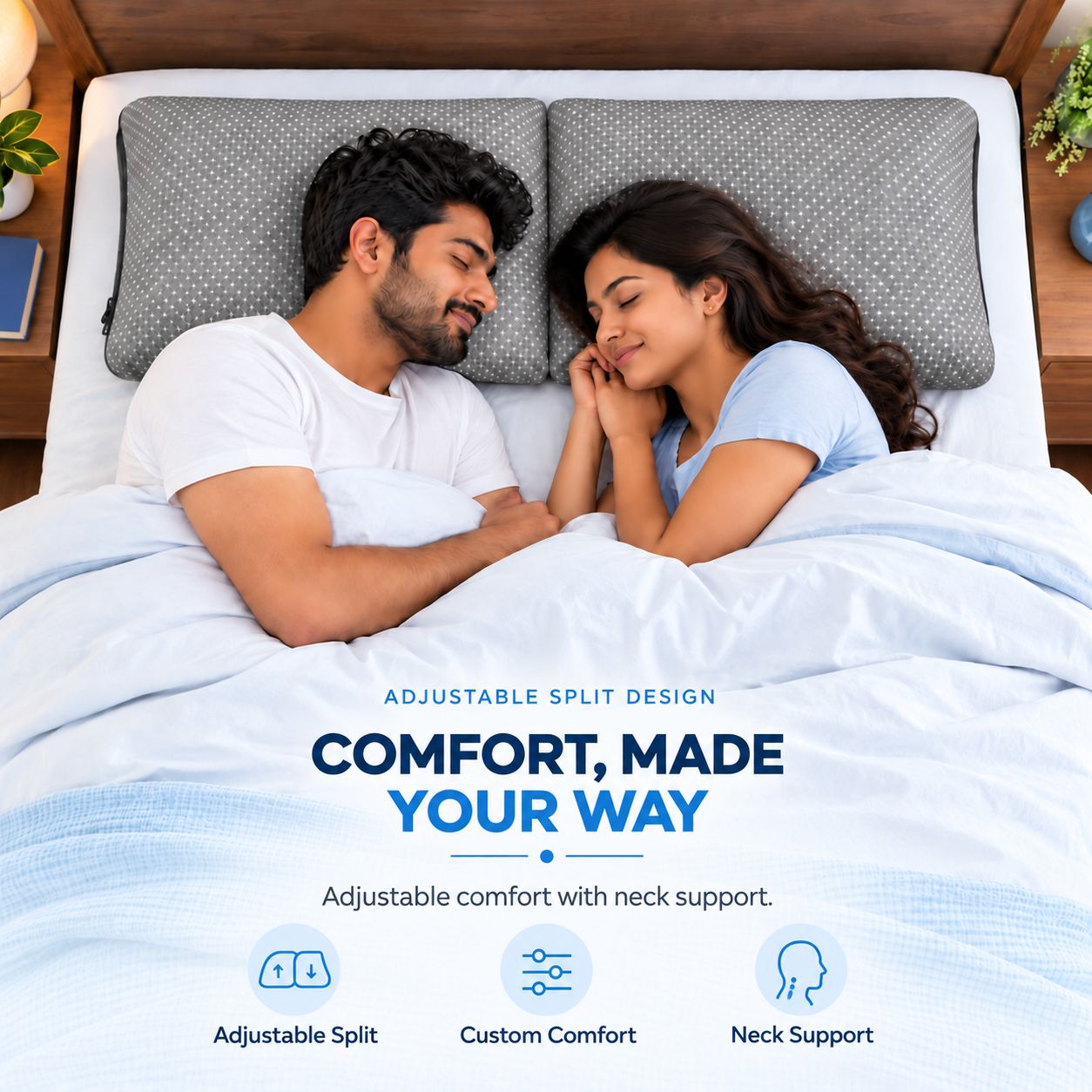 Mattressoo® Hybrid Split Pillow | Adjustable Comfort Pillow