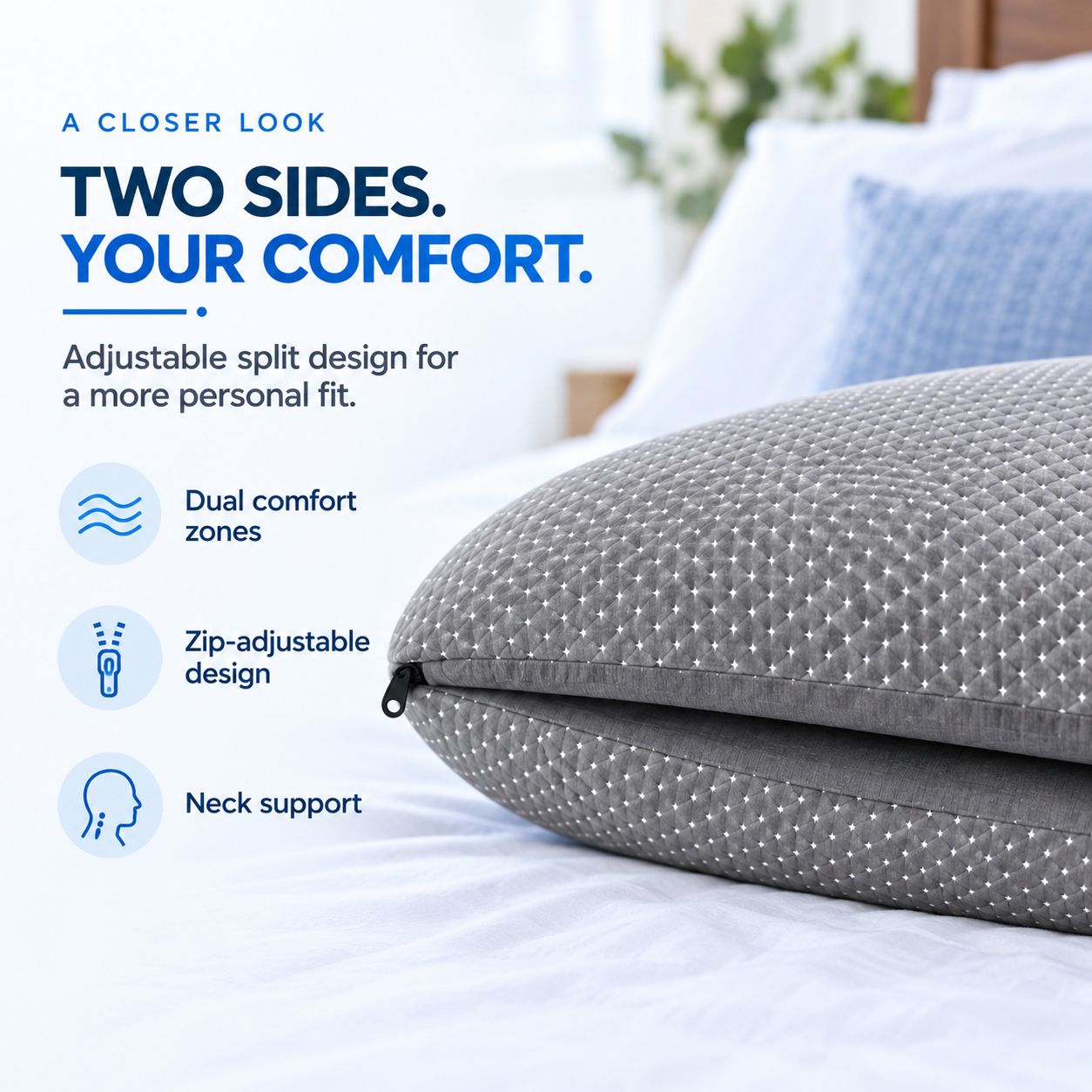 Mattressoo® Hybrid Split Pillow | Adjustable Comfort Pillow